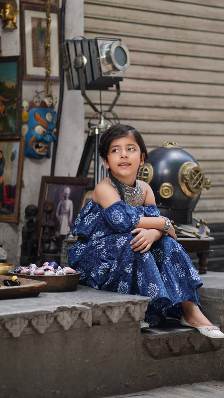 Indigo Hand Block Print Ethnic Coord Set