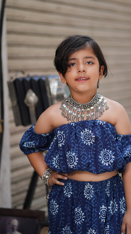 Indigo Hand Block Print Ethnic Coord Set