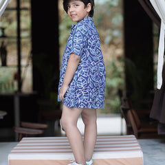 Natural Indigo Dyed Tiered Dress Shirt dress