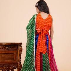 Pachrangi Leheriya Lehenga Set