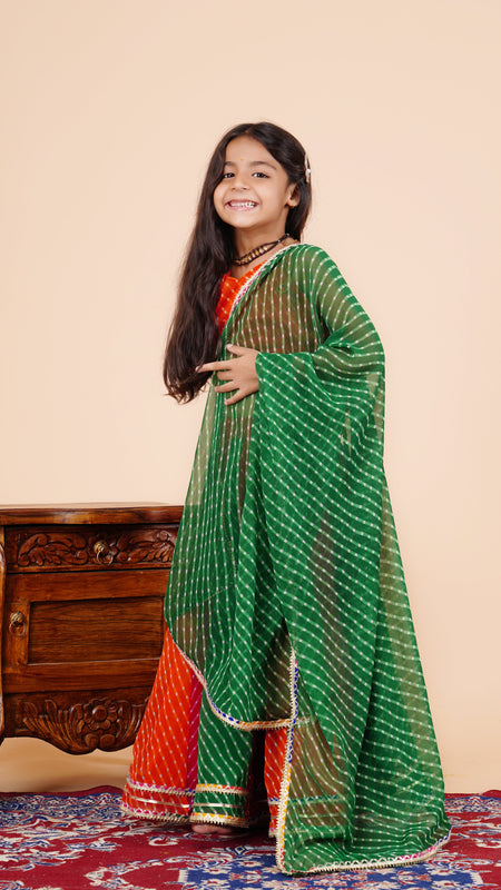 Pachrangi Leheriya Lehenga Set