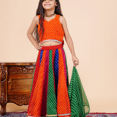 Pachrangi Leheriya Lehenga Set