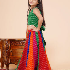 Pachrangi Leheriya Lehenga Set
