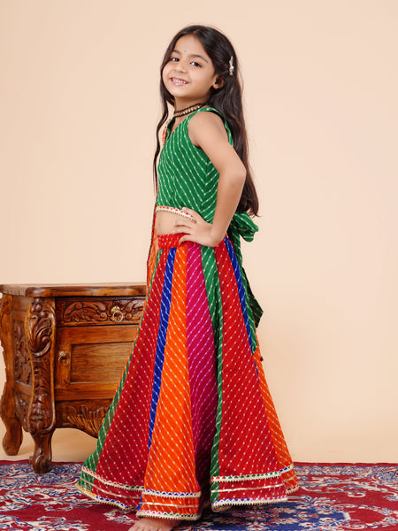 Pachrangi Leheriya Lehenga Set