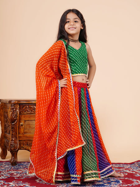 Pachrangi Leheriya Lehenga Set