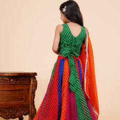 Pachrangi Leheriya Lehenga Set