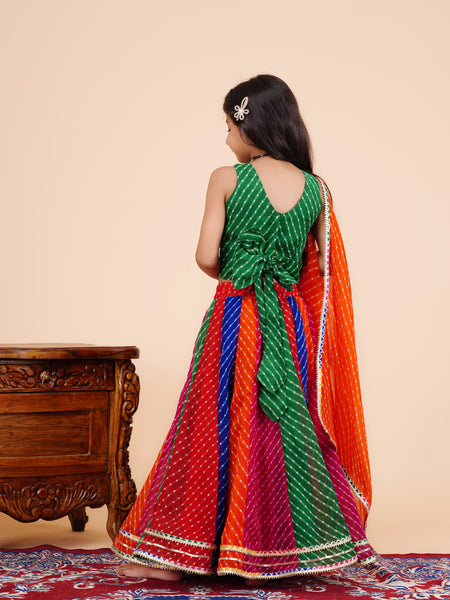 Pachrangi Leheriya Lehenga Set