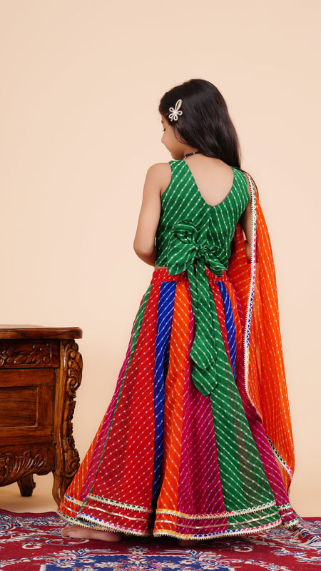 Pachrangi Leheriya Lehenga Set