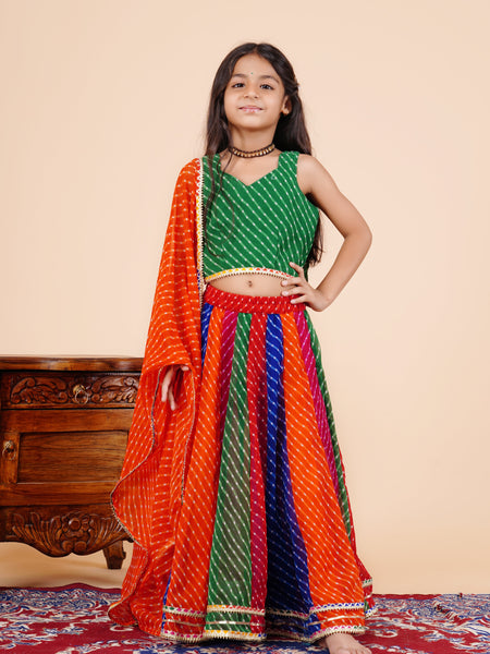 Pachrangi Leheriya Lehenga Set