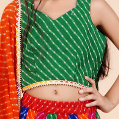 Pachrangi Leheriya Lehenga Set