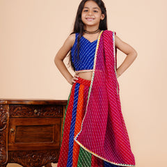 Pachrangi Leheriya Lehenga Set