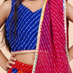 Blue Pachrangi Leheriya Lehenga Set