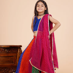 Pachrangi Leheriya Lehenga Set