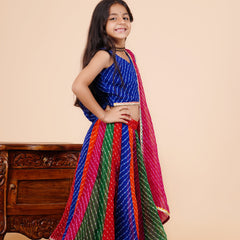 Pachrangi Leheriya Lehenga Set