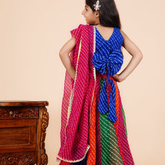 Pachrangi Leheriya Lehenga Set