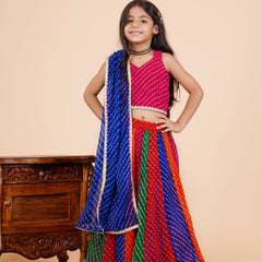 Pachrangi Leheriya Lehenga Set