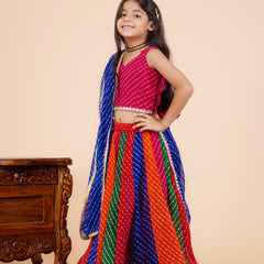 Pachrangi Leheriya Lehenga Set