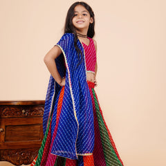 Pachrangi Leheriya Lehenga Set