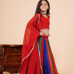 Pachrangi Leheriya Lehenga Set