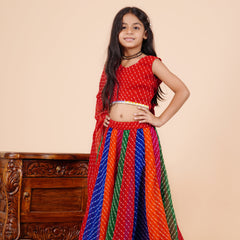 Pachrangi Leheriya Lehenga Set