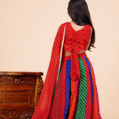 Pachrangi Leheriya Lehenga Set