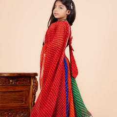 Pachrangi Leheriya Lehenga Set