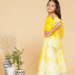 Yellow Organza Shibori Lehenga  set