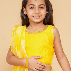 Yellow Organza Shibori Lehenga  set