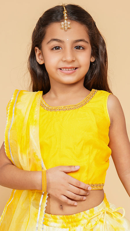 Yellow Organza Shibori Lehenga  set