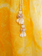 Yellow Organza Shibori Lehenga  set