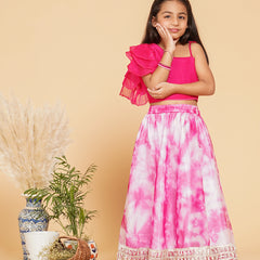 Organza Crop top & Shibori Skirt set