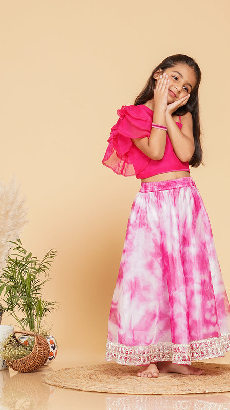 Organza Crop top & Shibori Skirt set