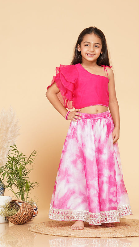 Organza Crop top & Shibori Skirt set