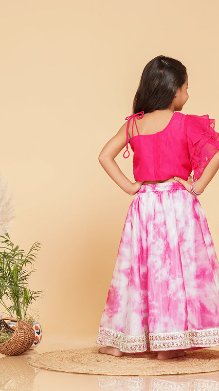 Organza Crop top & Shibori Skirt set