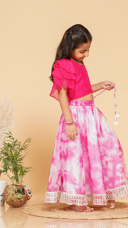 Organza Crop top & Shibori Skirt set
