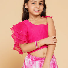 Organza Crop top & Shibori Skirt set