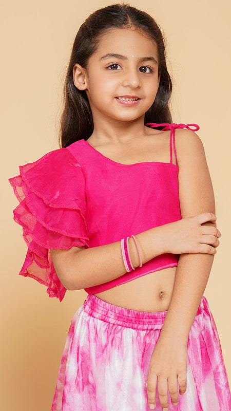 Organza Crop top & Shibori Skirt set