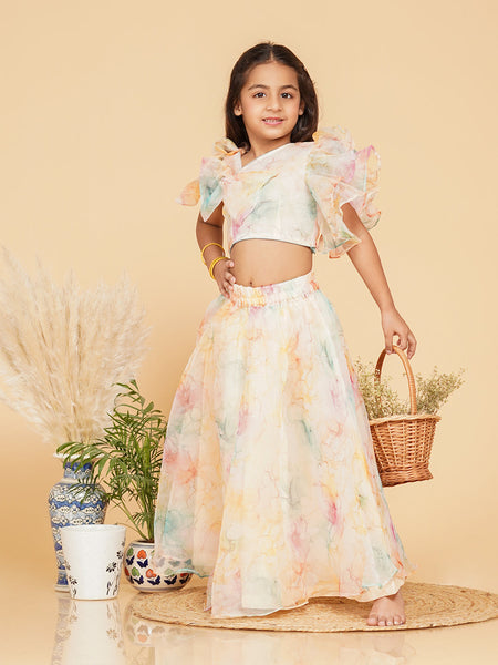 Organza Crop top Skirt set