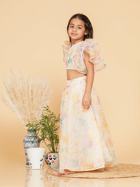 Organza Crop top Skirt set