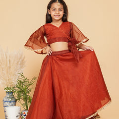 Coke Organza Crop Top Skirt Set