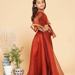 Coke Organza Crop Top Skirt Set