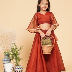 Coke Organza Crop Top Skirt Set