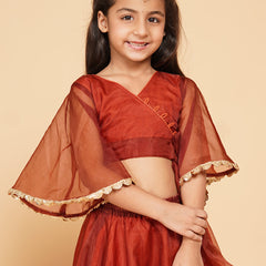 Coke Organza Crop Top Skirt Set