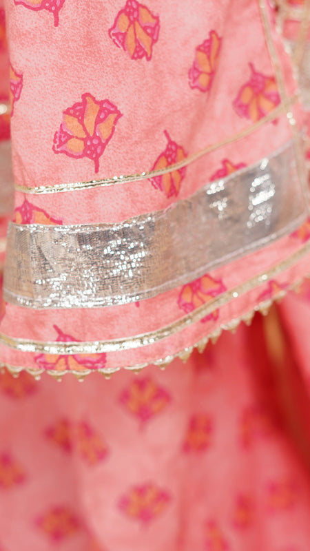 Baby Pink Cotton Kurta Palazzo Dupatta Set