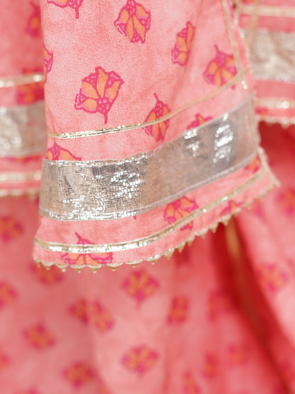 Baby Pink Cotton Kurta Palazzo Dupatta Set