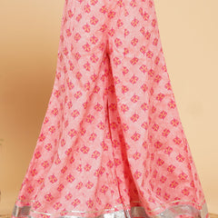 Baby Pink Cotton Kurta Palazzo Dupatta Set