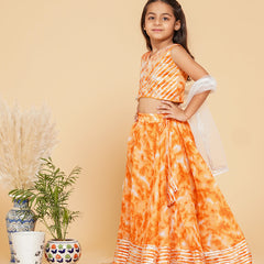 Orange Shibori Kota doriya Lehenga set