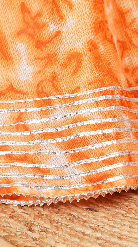 Orange Shibori Kota doriya Lehenga set
