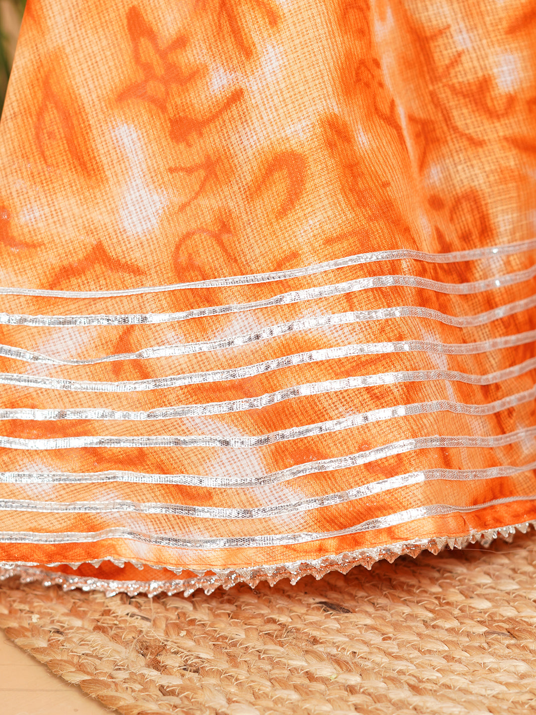 Orange Shibori Kota doriya Lehenga set