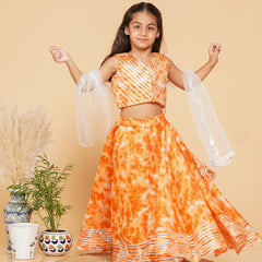 Orange Shibori Kota doriya Lehenga set